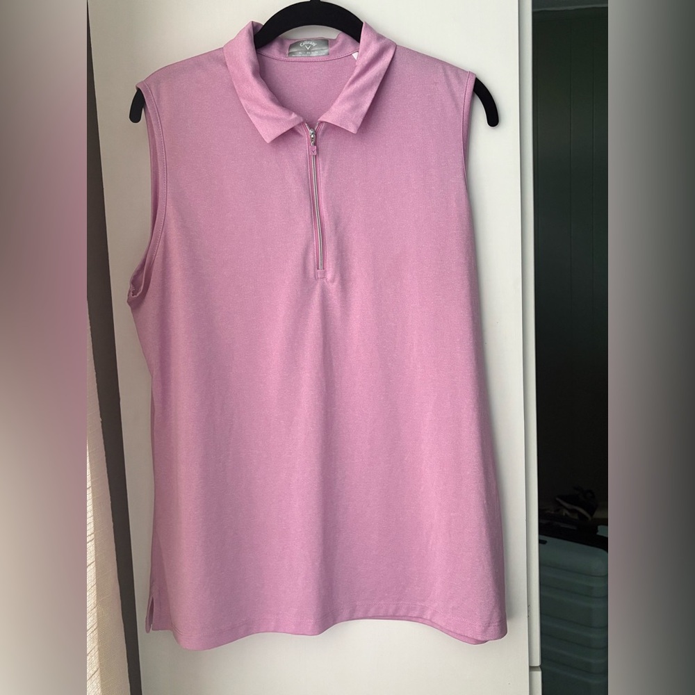 Calaway Sleeveless Pink Polo Top